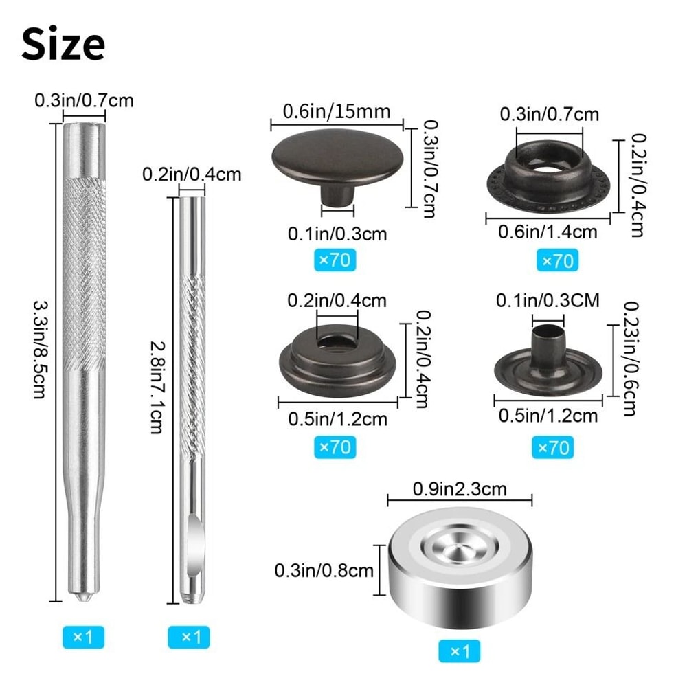 Heavy Duty Snap Fastener Kit With Tool Metal Snap Buttons For Sewing And Leather Crafts 4
