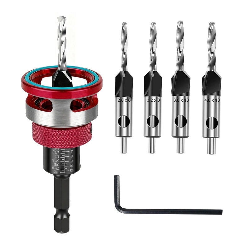 Countersink Drill Bit Set With Adjustable Depth Stop For Precision Woodworking 6