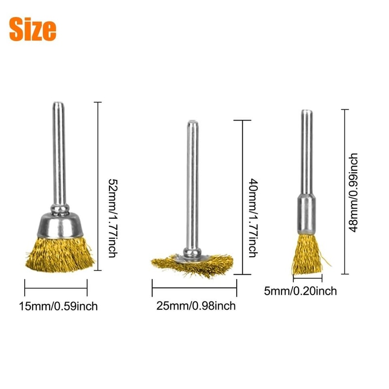 Premium Steel Wire Brush Set Cup Wheel Pen Polishing For Rotary Tool 2