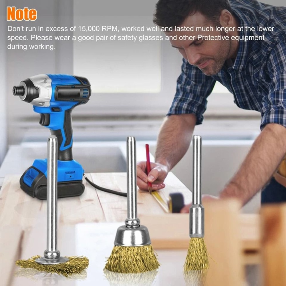 Premium Steel Wire Brush Set Cup Wheel Pen Polishing For Rotary Tool 4