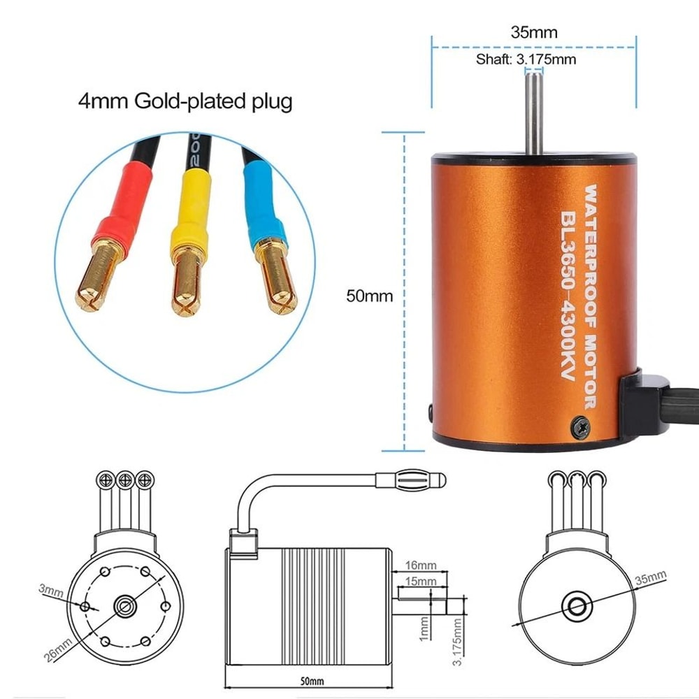 Waterproof Brushless Motor With ESC Combo For RC Cars 4
