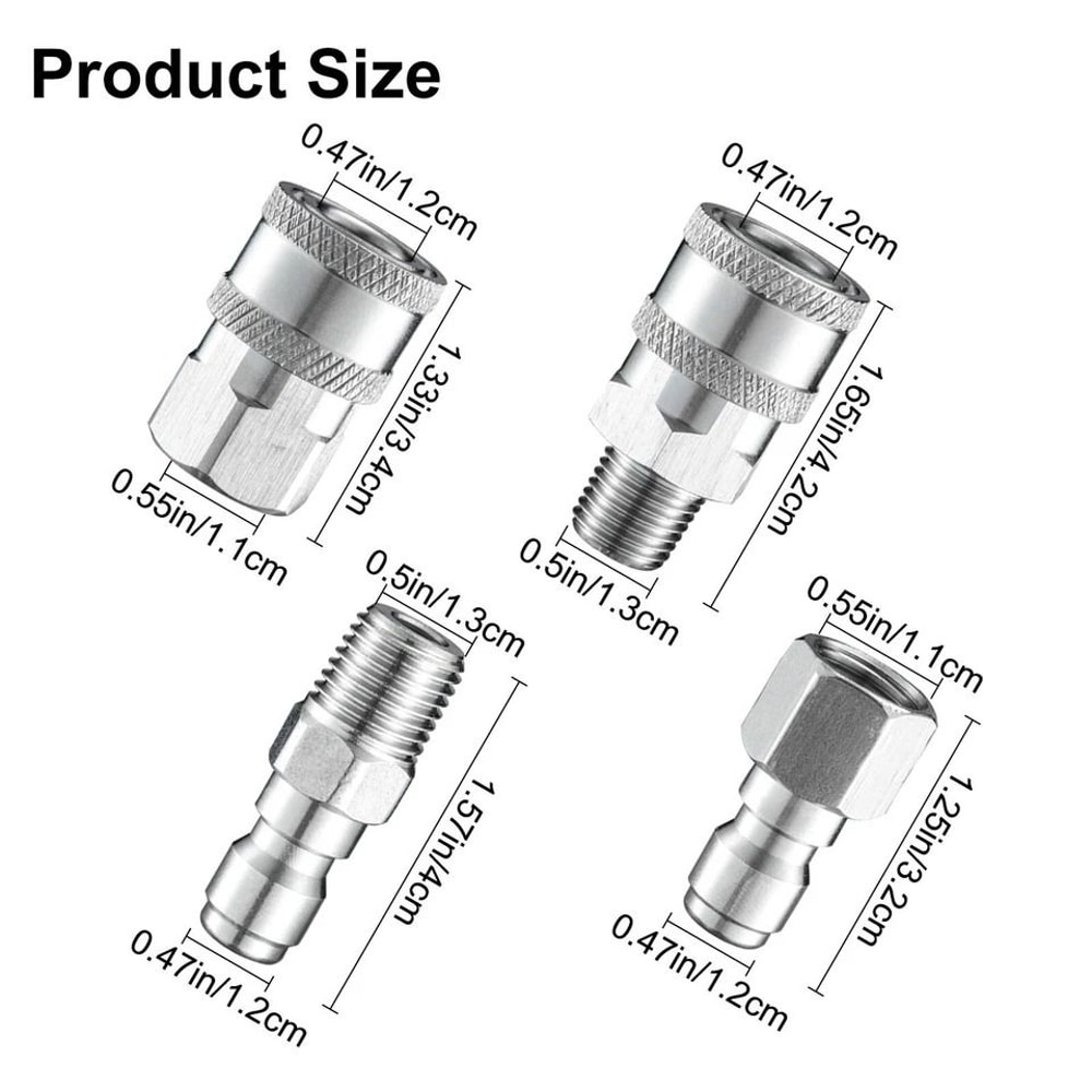 Pressure Washer Quick Connect Adapter Kit Stainless Steel Fittings 3