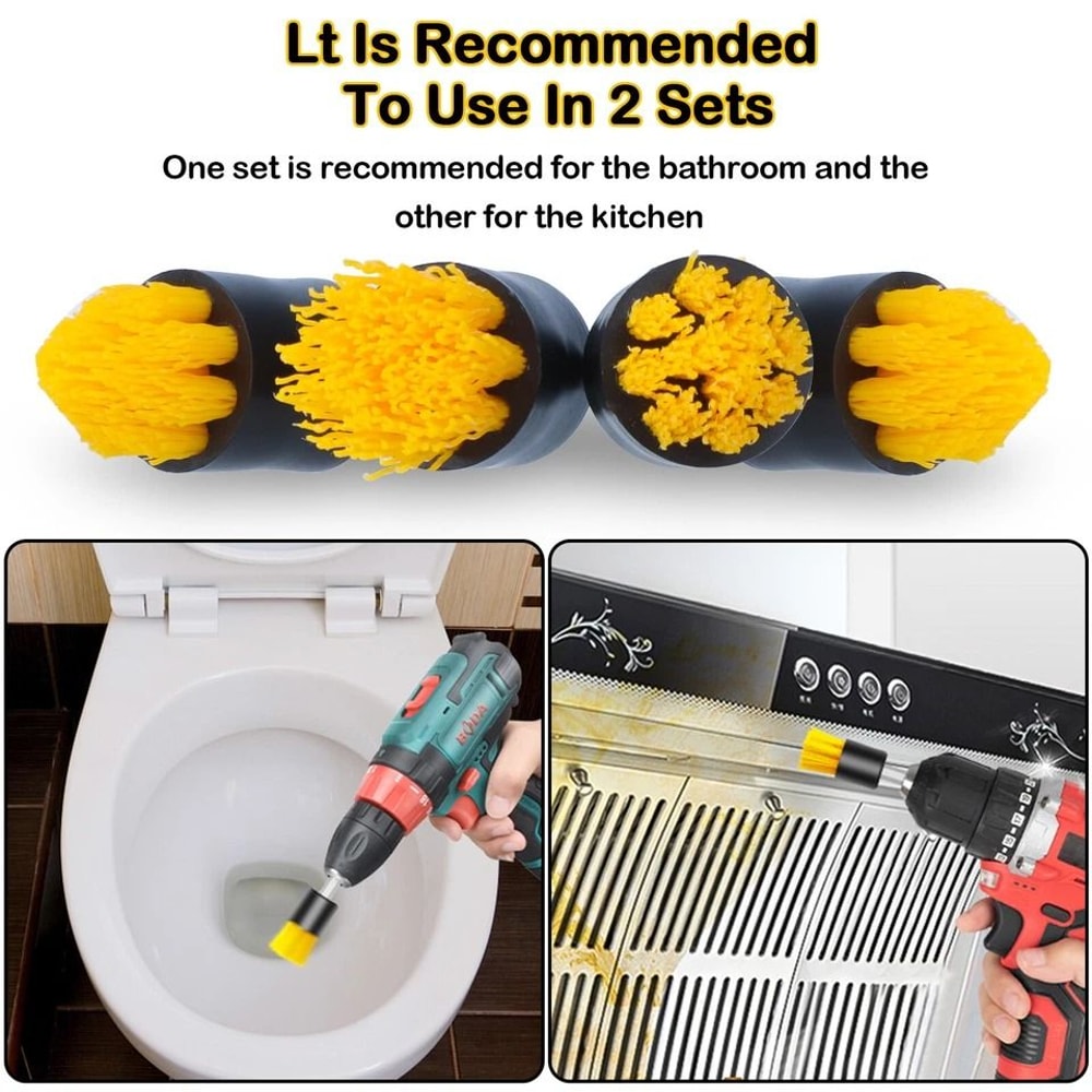 Drill Brush Attachment Set For Carpet Tile Grout Cleaning Power Scrubber 6
