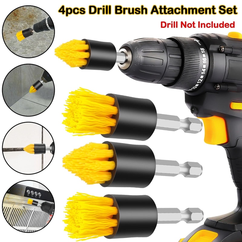 Drill Brush Attachment Set For Carpet Tile Grout Cleaning Power Scrubber 7