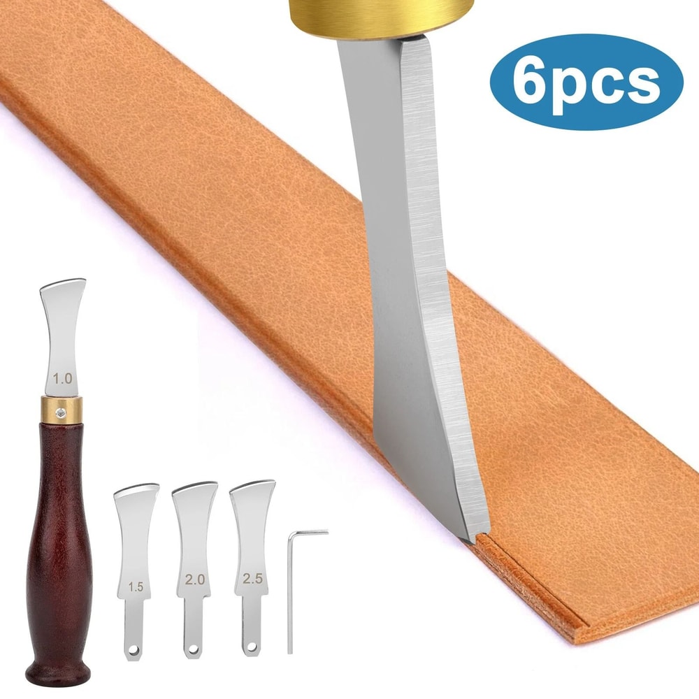 Leather Edge Creaser Tool Handle Kit Premium Stainless Steel With Interchangeable Tips For Leather 5
