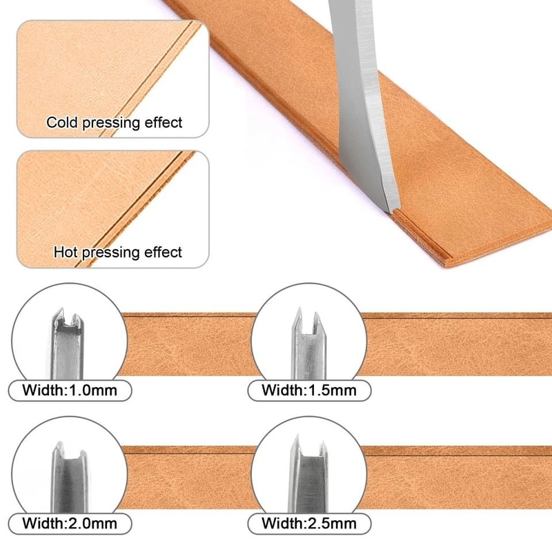 Leather Edge Creaser Tool Handle Kit Premium Stainless Steel With Interchangeable Tips For Leather 4