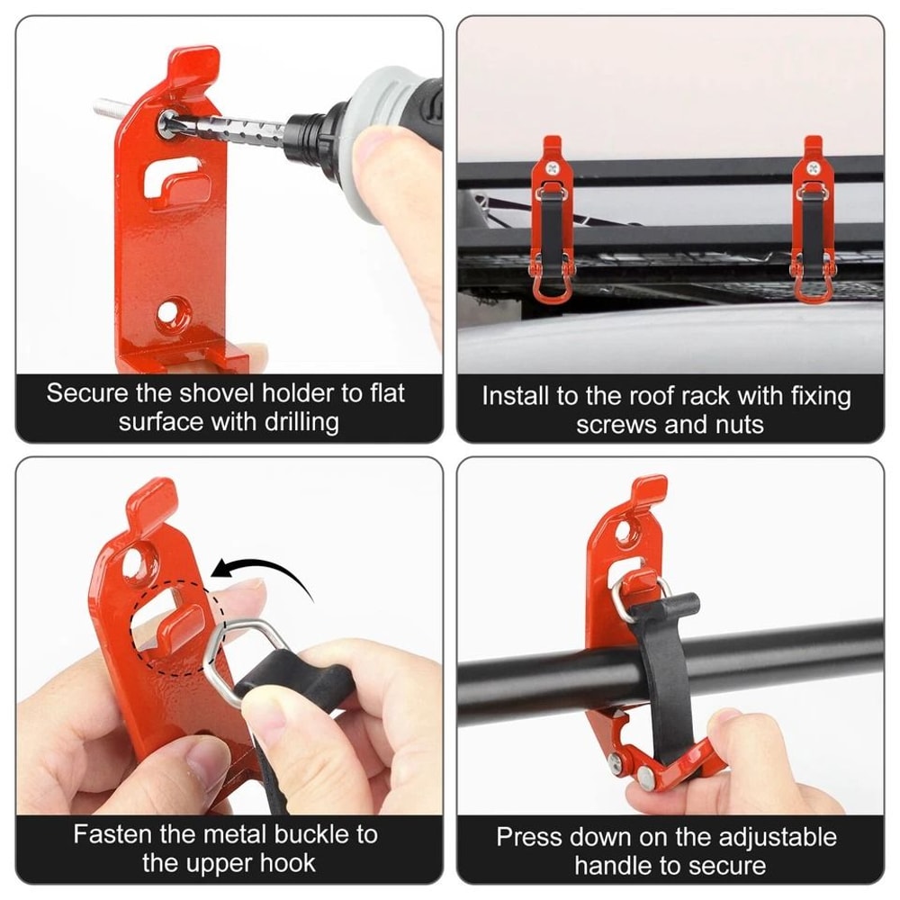 Durable Shovel Mount For Roof Rack Quick Release Axe Clamp Holder Kit 2