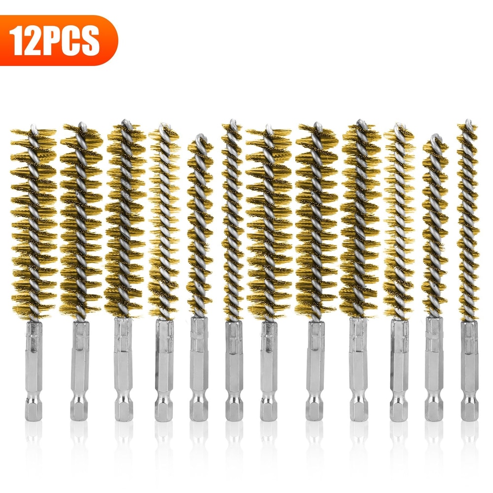 Brass Bore Cleaning Wire Brushes Set For Power Drill Versatile Cleaning For Tubes Ports Cylinders 8