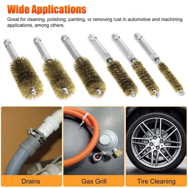 Brass Bore Cleaning Wire Brushes Set For Power Drill Versatile Cleaning For Tubes Ports Cylinders 1