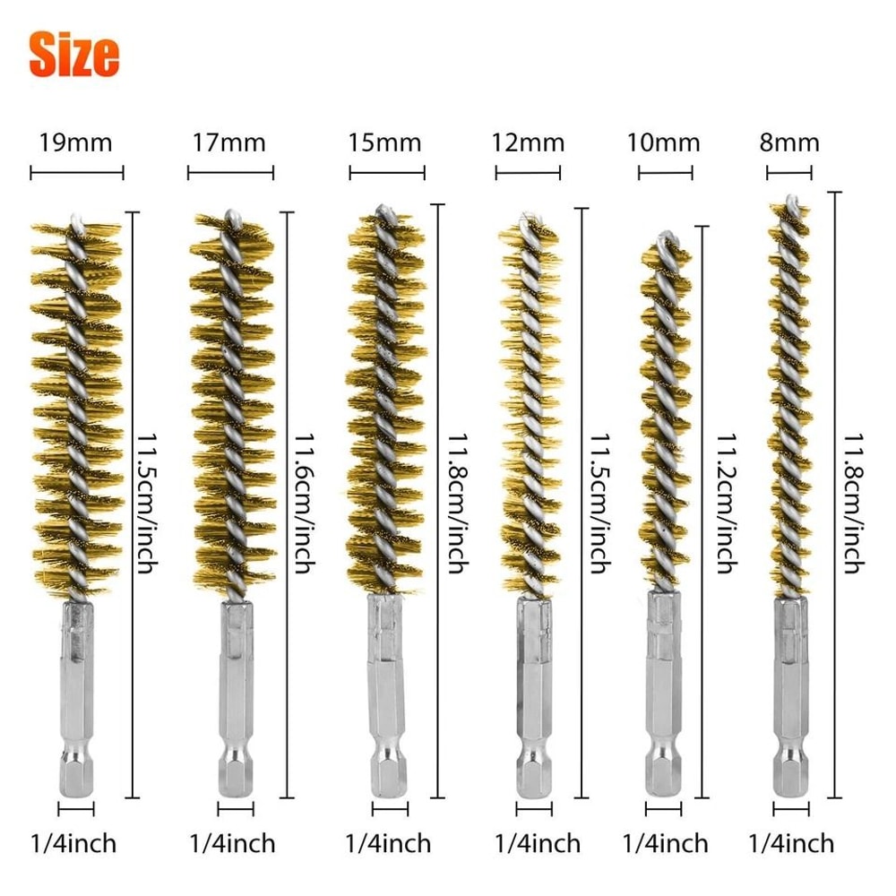 Brass Bore Cleaning Wire Brushes Set For Power Drill Versatile Cleaning For Tubes Ports Cylinders 5