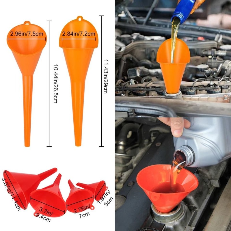 Automotive Funnel Set For Coolant Gasoline Water Engine Oil Reusable Set 2