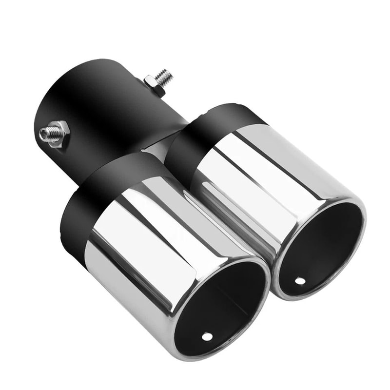 Universal Dual Exhaust Tip Muffler Stainless Steel Round Design ClampOn Installation 7