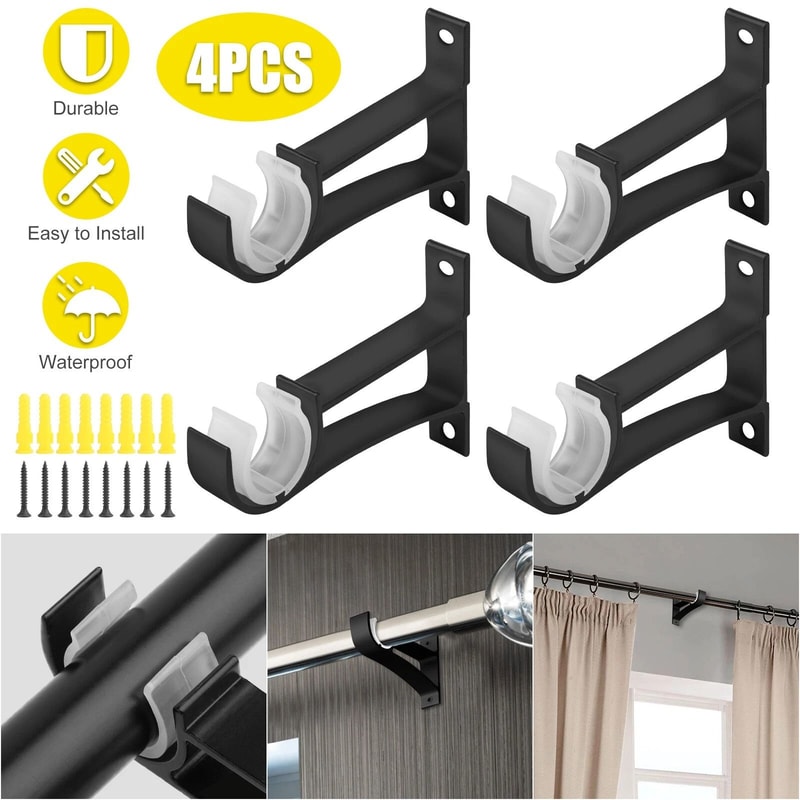 Heavy Duty Aluminum Alloy Curtain Rod Bracket Durable Drapery Holder For Window Frames 6
