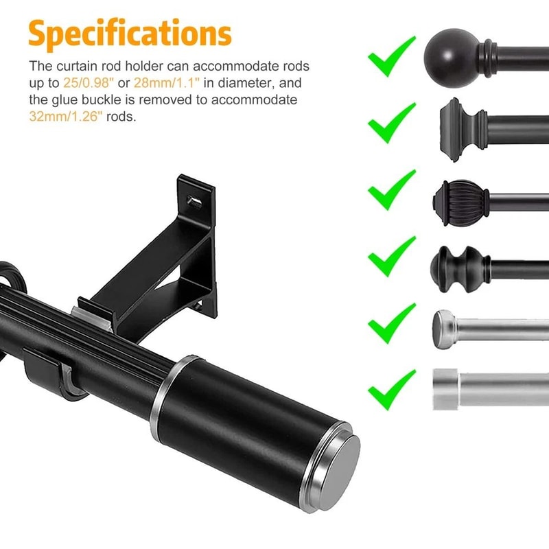 Heavy Duty Aluminum Alloy Curtain Rod Bracket Durable Drapery Holder For Window Frames 2