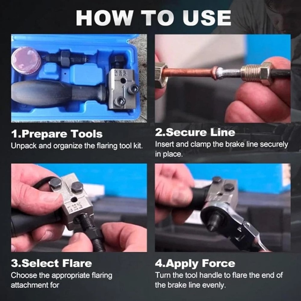 Car Brake Line Double Flaring Kit Handheld Pipe Flares Tool For Precision Brake Line Repair 2