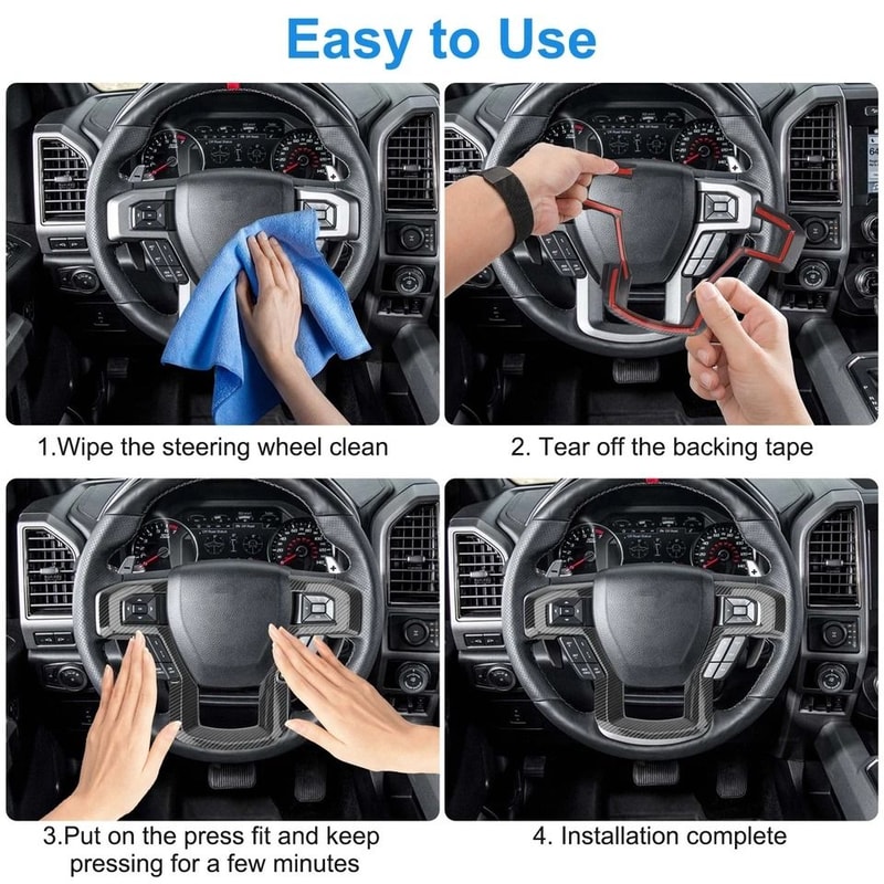 Carbon Fiber Look Steering Wheel Cover Trim Premium Sporty Upgrade 1