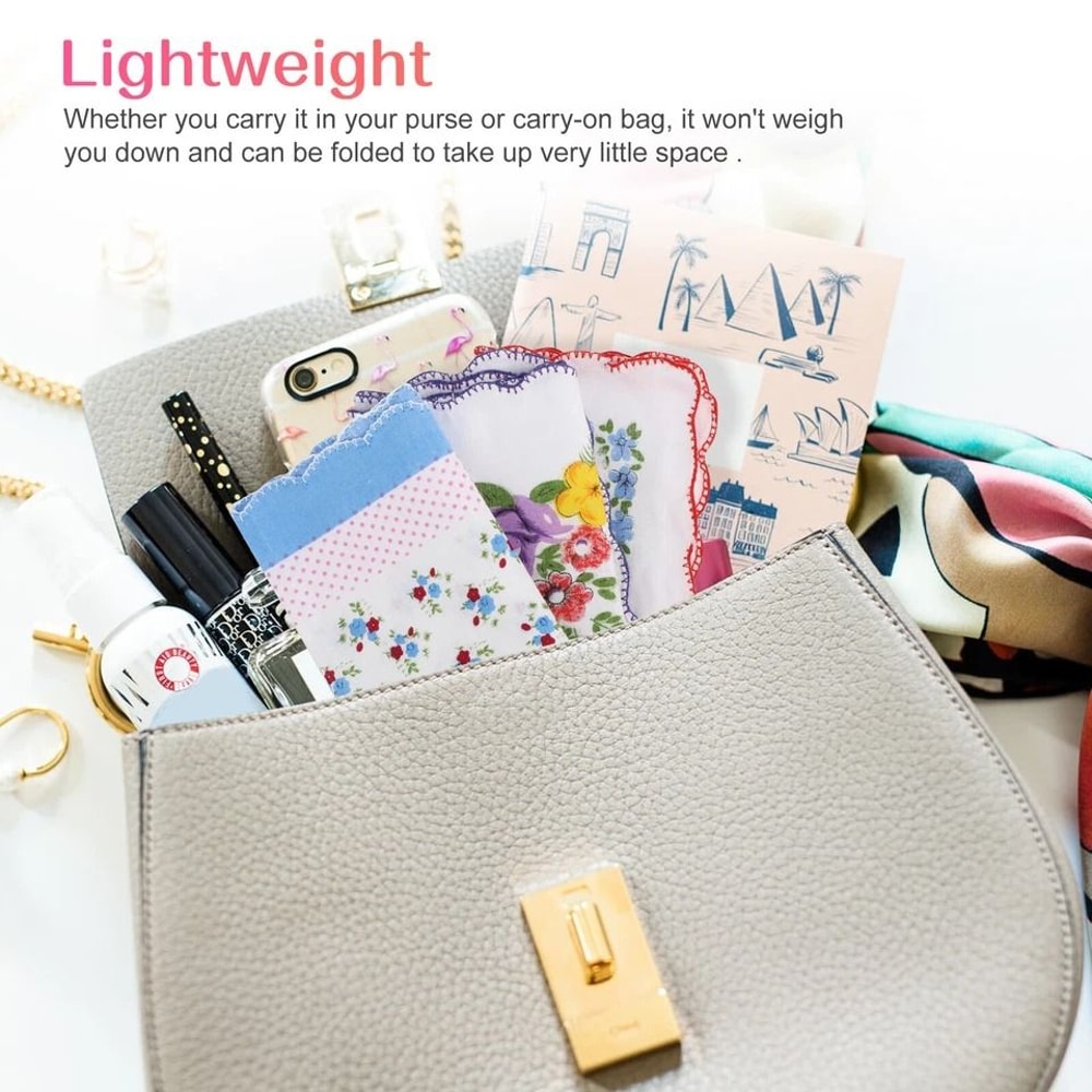 Classic Cotton Lady Handkerchiefs Vintage Floral Pocket Squares For Women 3