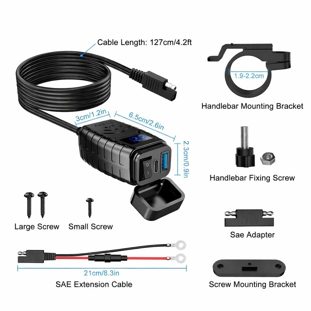 Super Fast Dual USB Charger For Motorcycle Waterproof LED Adapter Phone And GPS Charging 6