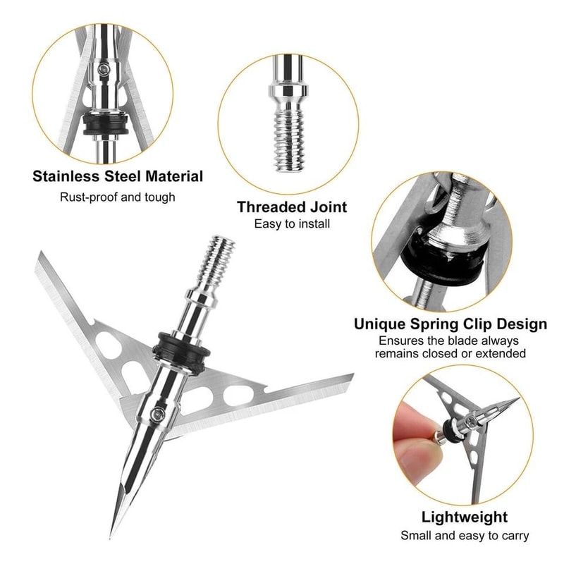 Archery Broadheads Grain Expandable Hunting Arrowheads With Precision Design 3