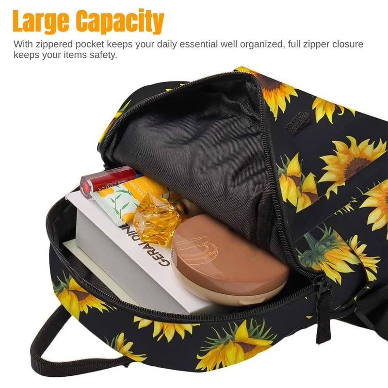 Mini Waterproof Sunflower Backpack Stylish Women Shoulder Purse For Travel And Casual Outings 4