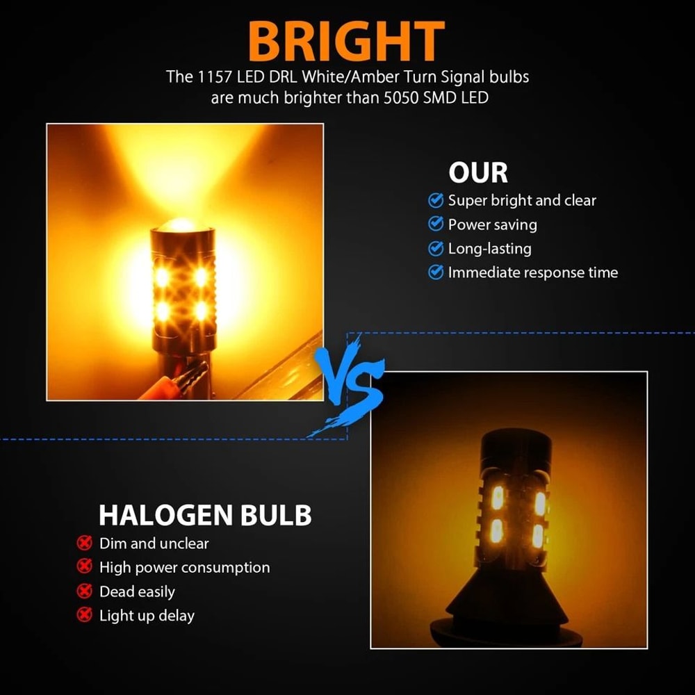 LED DRL Switchback Turn Signal Bulb Dual Color 4