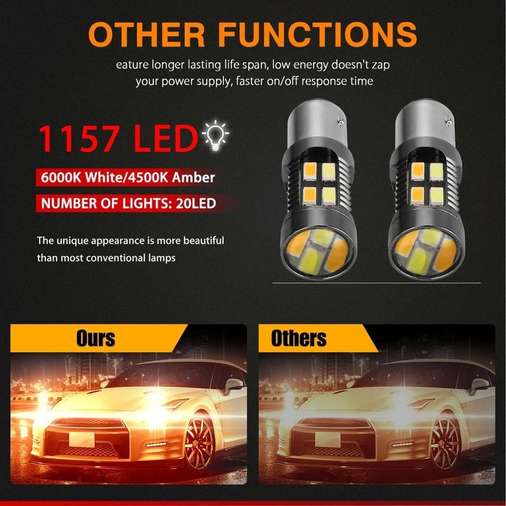 LED DRL Switchback Turn Signal Bulb Dual Color 5