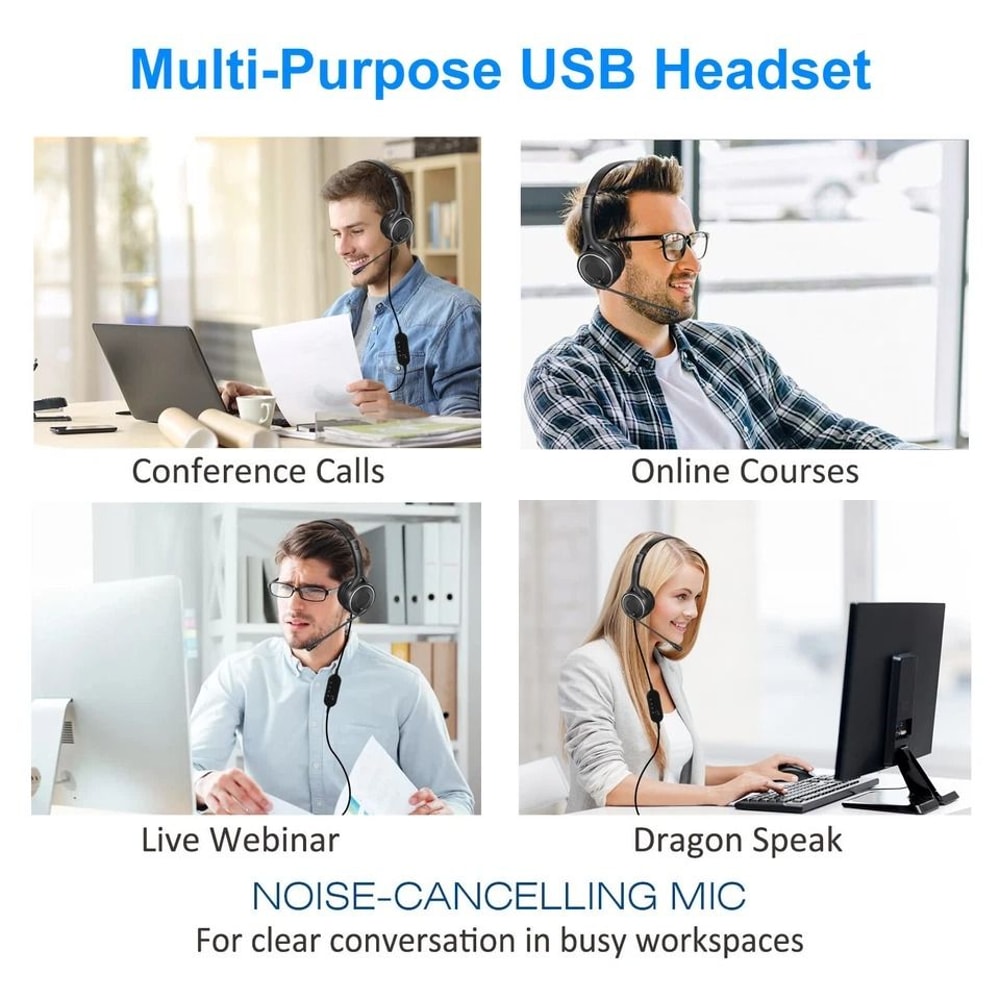 USB Headset With Noise Cancelling Microphone Stereo Sound For PC And Laptop 1