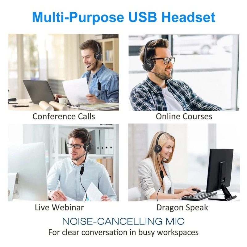 USB Headset With Noise Cancelling Microphone Stereo Sound For PC And Laptop 1
