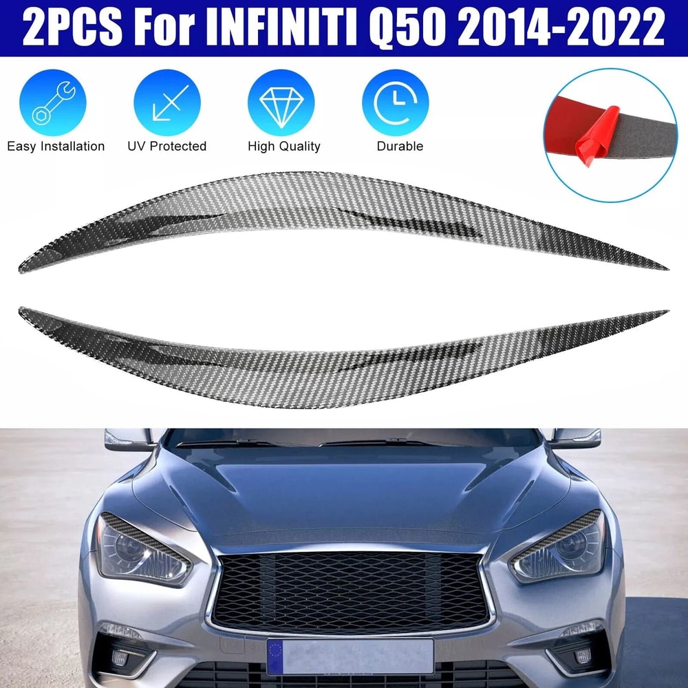 Premium Carbon Fiber Headlight Eyelid Trim LR Eyebrow Covers 8