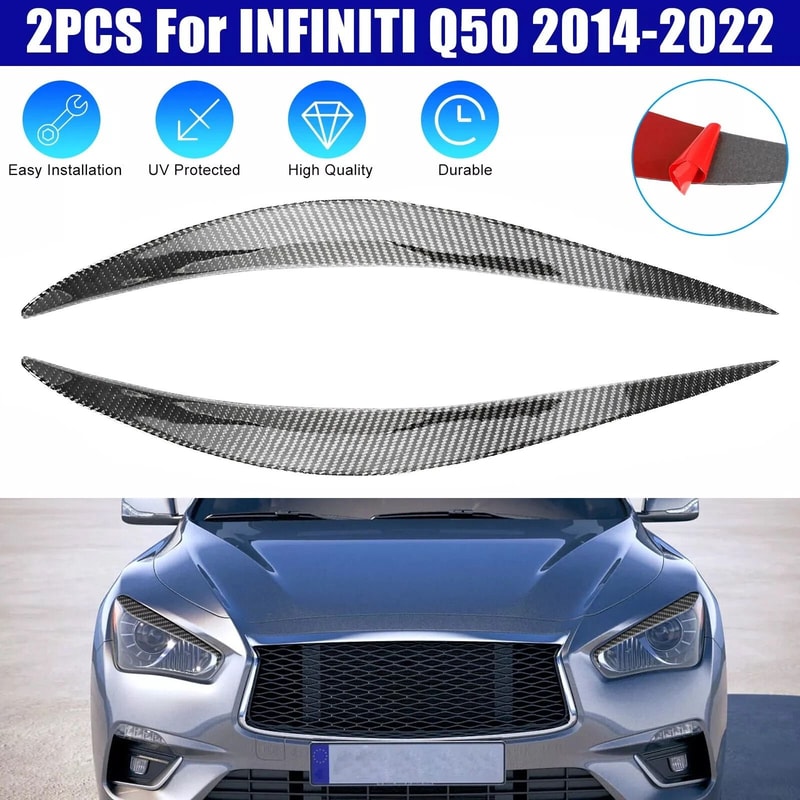 Premium Carbon Fiber Headlight Eyelid Trim LR Eyebrow Covers 8
