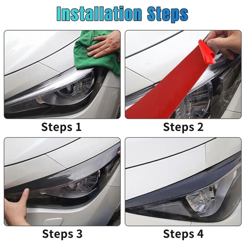 Premium Carbon Fiber Headlight Eyelid Trim LR Eyebrow Covers 1