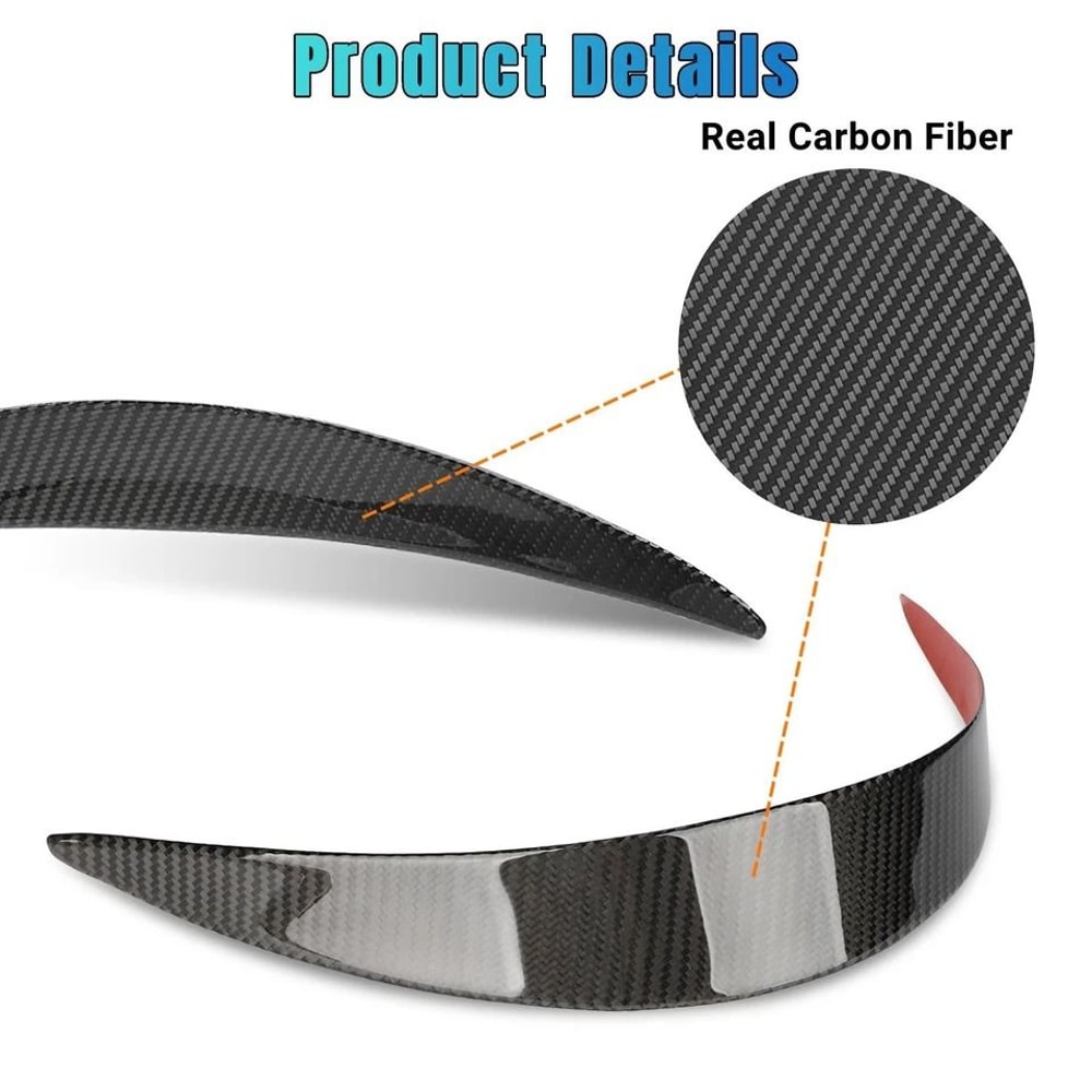 Premium Carbon Fiber Headlight Eyelid Trim LR Eyebrow Covers 7