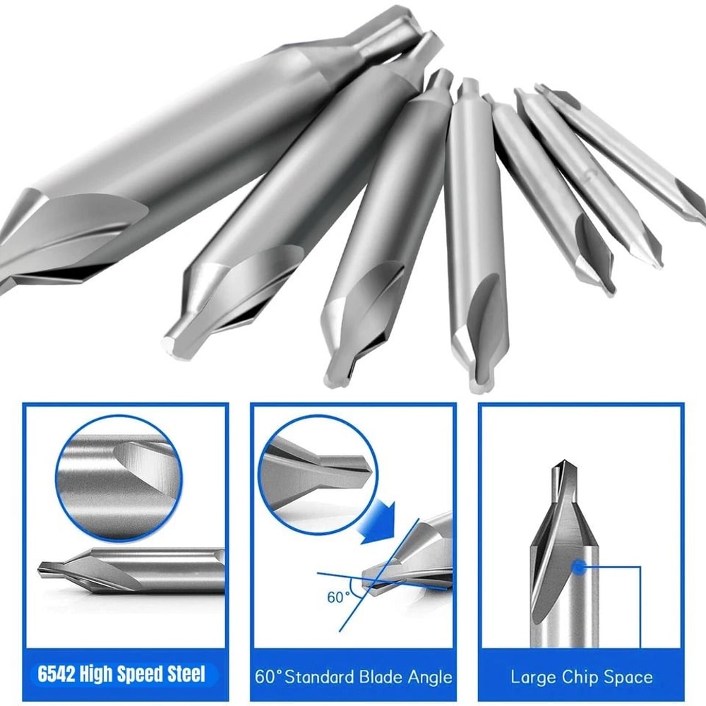 Center Drill Bit Set Premium HighSpeed Steel Metalworking Tools With Blade Angle 3