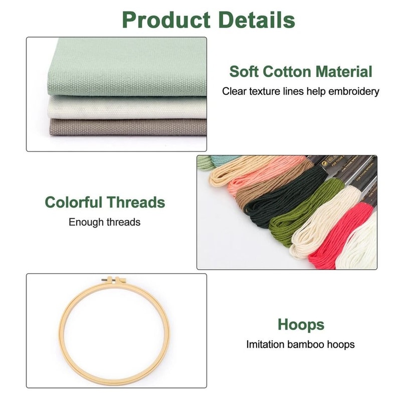 Complete Embroidery Starter Kit For Beginners DIY Cross Stitch Craft Set With Floral Patterns 2