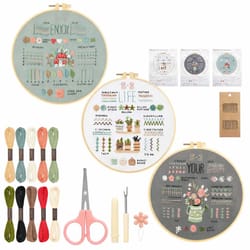 complete embroidery starter kit for beginners | diy cross stitch craft set with floral patterns