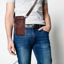 premium men leather phone pouch - multi-pocket crossbody belt bag for smartphones
