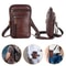 Premium Men Leather Phone Pouch MultiPocket Crossbody Belt Bag For Smartphones 1