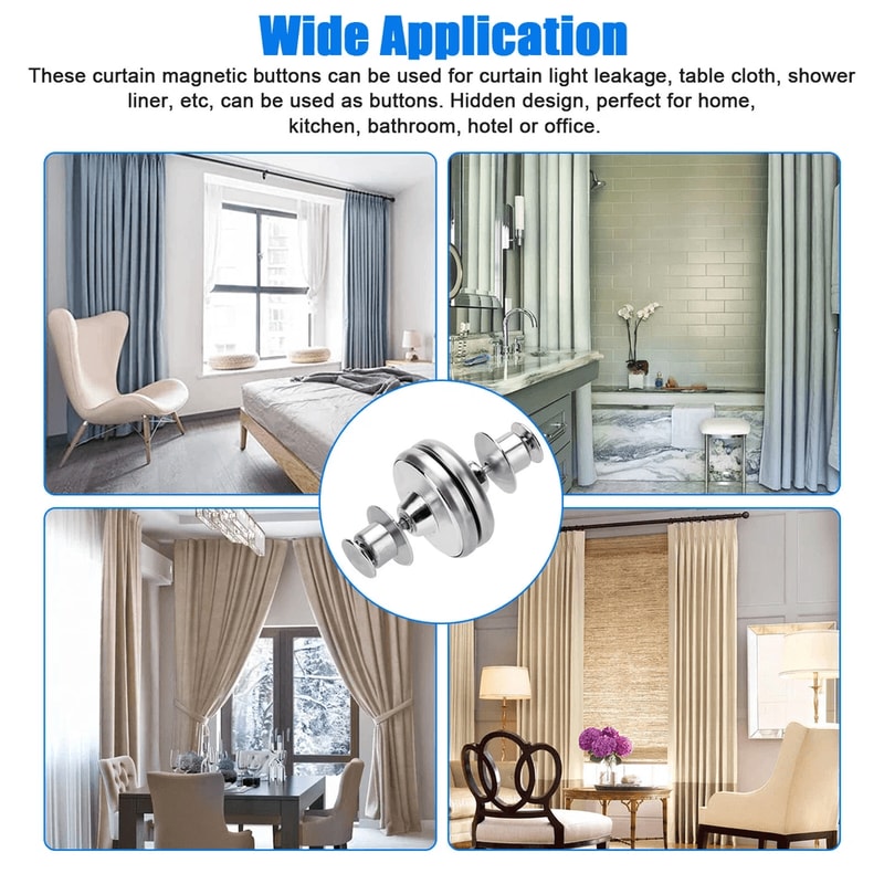 Magnetic Curtain Clips For Easy Window Screen Decor No Nails Or Hooks Required Durable Zinc Alloy 2
