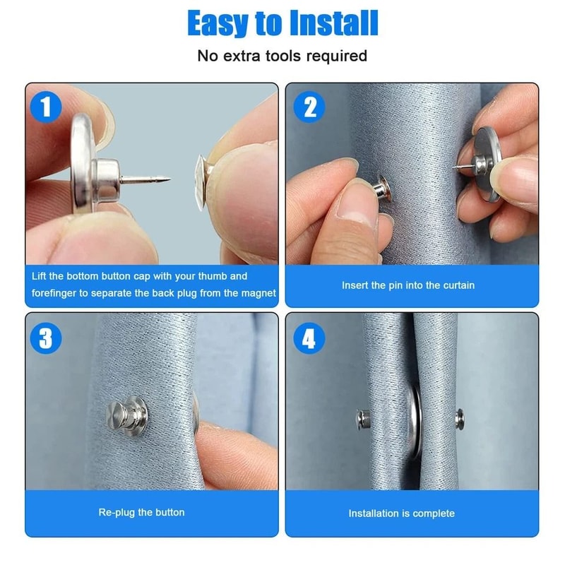 Magnetic Curtain Clips For Easy Window Screen Decor No Nails Or Hooks Required Durable Zinc Alloy 1