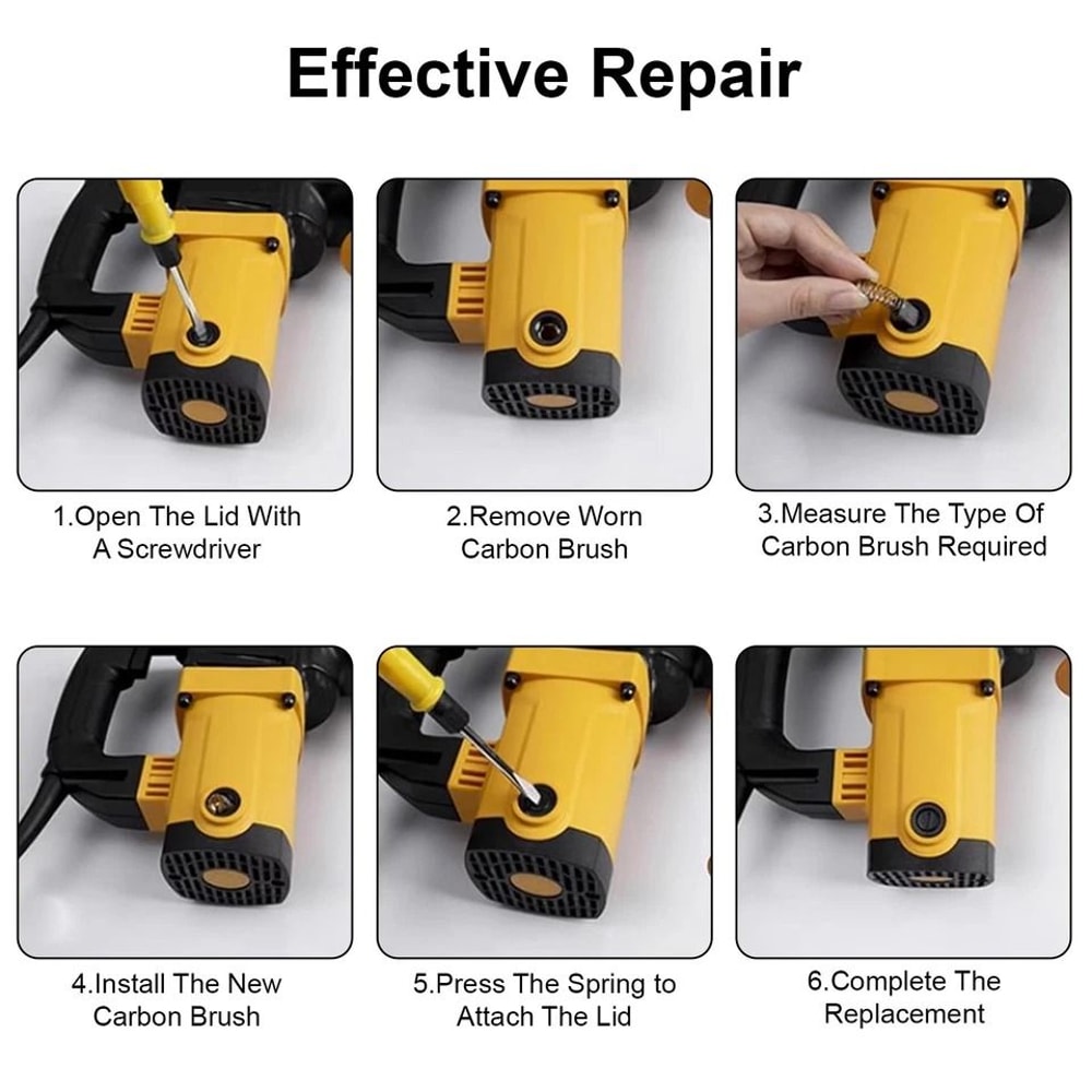 Electric Motor Graphite Carbon Brushes Set Replacement For Power Tools Universal Compatibility 2