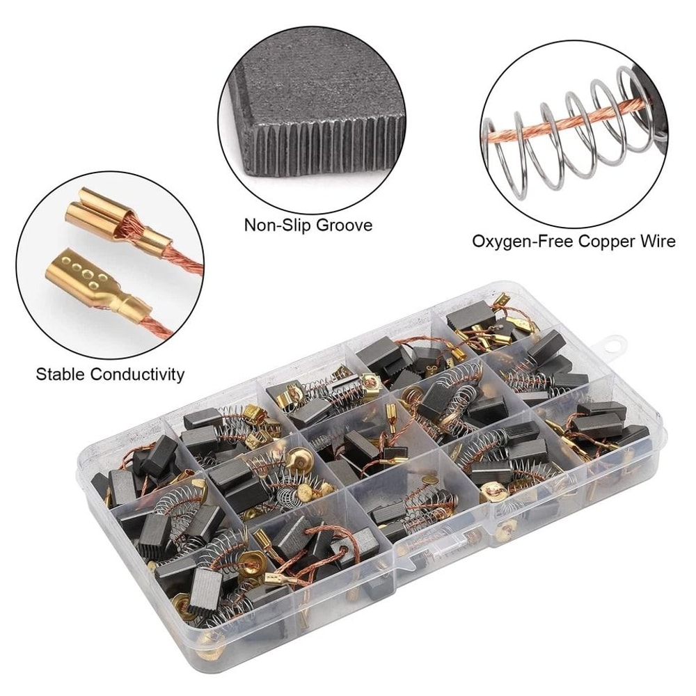 Electric Motor Graphite Carbon Brushes Set Replacement For Power Tools Universal Compatibility 4