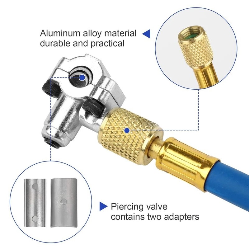 Bullet Piercing Tap Valve Kit For Refrigerator Fluoridation With Pressure Gauge Durable EasytoUse 5
