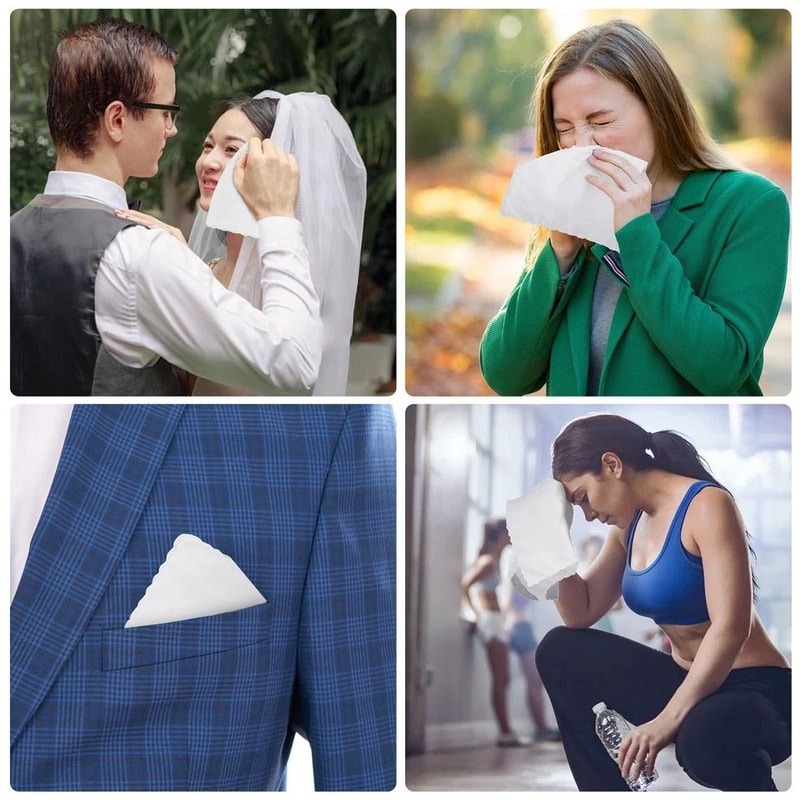 Soft Cotton Handkerchiefs For Men Classic Pocket Square Premium Absorbent Fabric 3