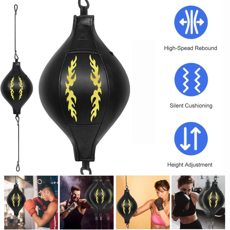 Adjustable Double End Boxing Speed Ball PU Leather Training Punch Bag For Home Gym Workouts 0