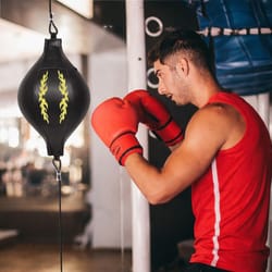 adjustable double end boxing speed ball - pu leather training punch bag for home & gym workouts