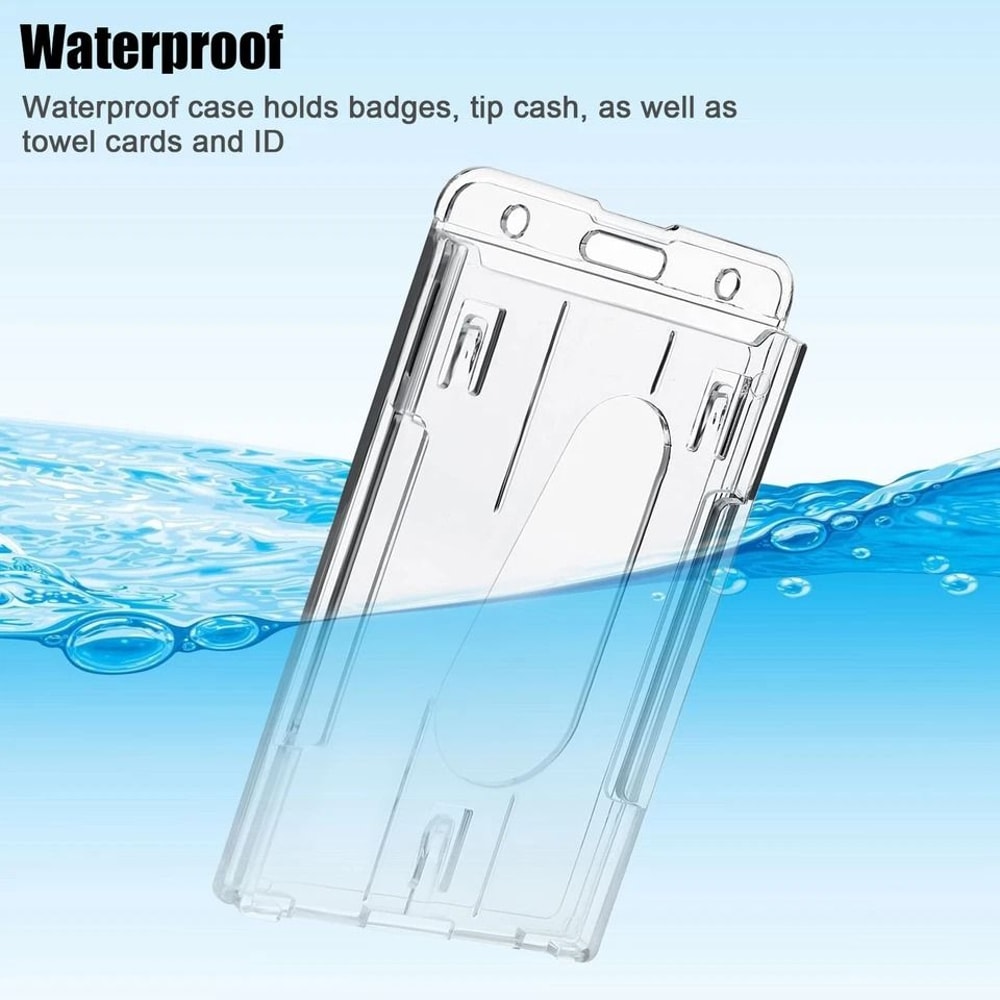 Clear ID Badge Holder Durable Plastic Protector For Vertical ID Cards Slim Hard Case 4