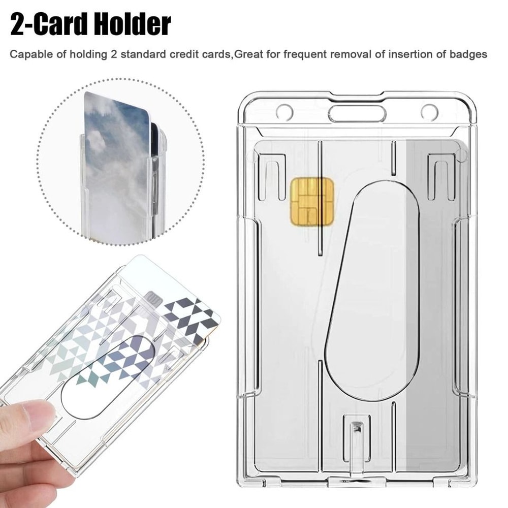 Clear ID Badge Holder Durable Plastic Protector For Vertical ID Cards Slim Hard Case 5