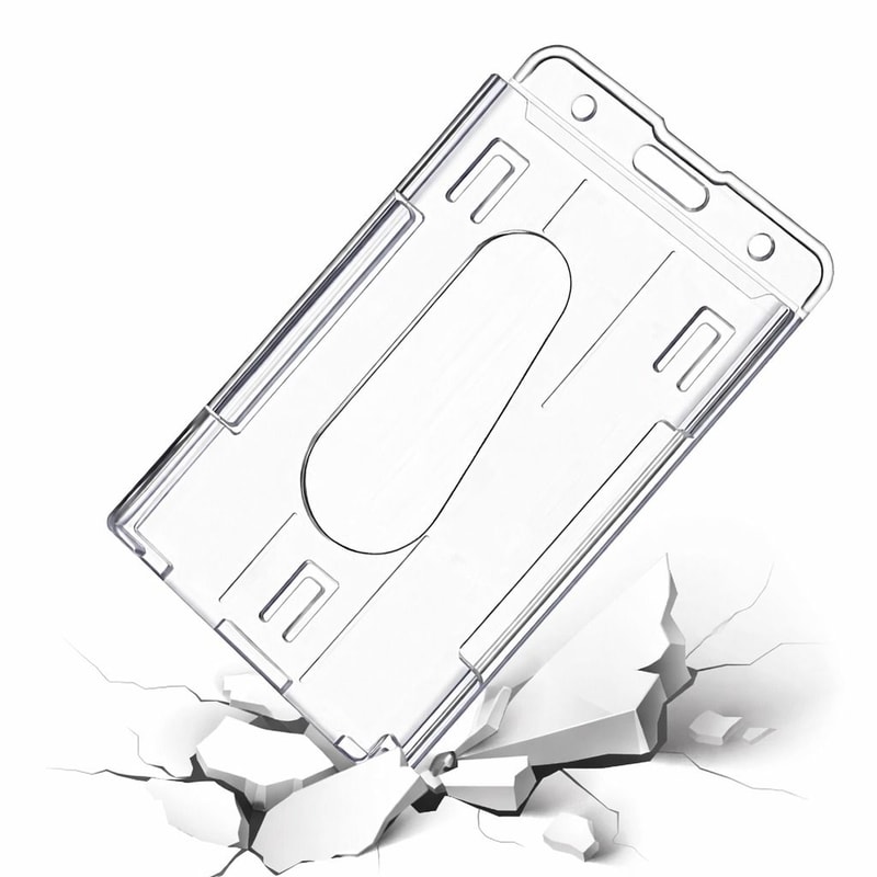 Clear ID Badge Holder Durable Plastic Protector For Vertical ID Cards Slim Hard Case 0