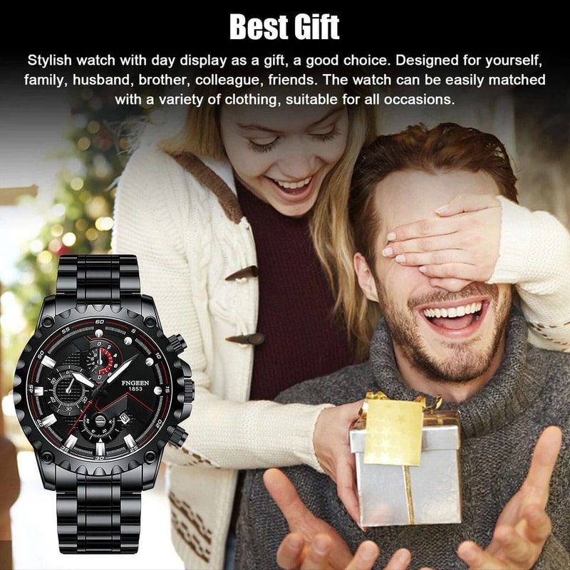 Waterproof Luxury Mens Watch Stainless Steel Classic Wristwatch With Luminous Display 1