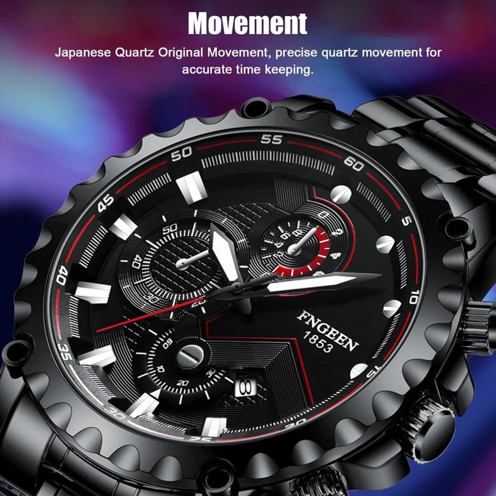 Waterproof Luxury Mens Watch Stainless Steel Classic Wristwatch With Luminous Display 2